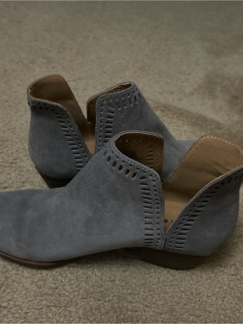Lucky Brand Gray Suede Cutout Ankle Booties